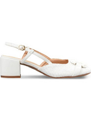 Envie Shoes Γόβες Slingback Δερμάτινες με Χοντρό Χαμηλό Τακούνι Λευκές E31-23423-33