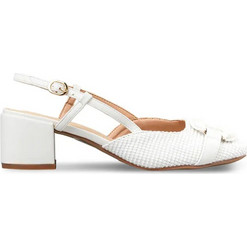Envie Shoes Γόβες Slingback Δερμάτινες με Χοντρό Χαμηλό Τακούνι Λευκές E31-23423-33