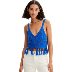 Desigual Loro Γυναικείο Καλοκαιρινό Top Πλεκτό Royal Blue 23SWMF01-5131