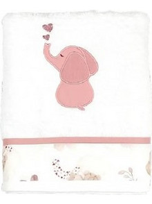 Baby Star Elephant Βρεφική Πετσέτα Προσώπου / Χεριών 100x50cm Λευκή Ροζ 1294