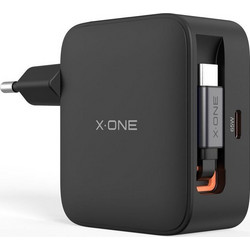 X-ONE ChargeGo Φορτιστής με Καλώδιο USB-C με Θύρα USB-C 65W Power Delivery