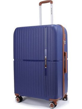 Newcom N1596 Βαλίτσα Μεγάλη 76x49x29cm με 4 Ρόδες Μπλε