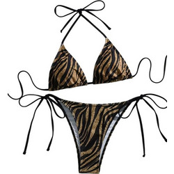 AnnaMu Bikini Set Τριγωνάκι Animal Print Μαύρο Χρυσό A-1170