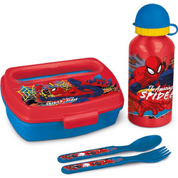 Stor Spider-Man Moving Target Πλαστικό Παιδικό Σετ Δοχείο Φαγητού Κόκκινο Μπλε