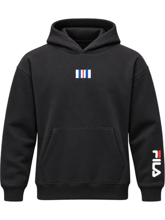 Fila Timoa Brushed Παιδικό Φούτερ με Κουκούλα Μαύρο APJPK26003-001