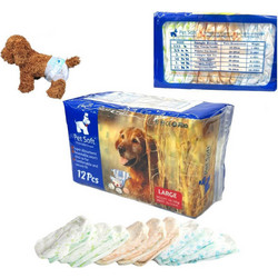 Pet Soft Πάνες Βρακάκια για Θηλυκό Σκύλο με Αυτοκόλλητα Large 10-20kg 34-54cm 12τμχ
