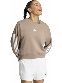 Adidas Essentials 3-Stripes French Terry Γυναικείο Αθλητικό Φούτερ Μπεζ KF6277