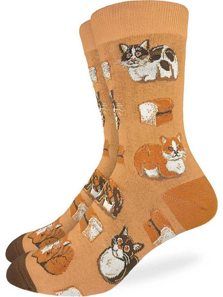 Good Luck Sock CAT Loaf Ανδρικές Κάλτσες Ψηλές με Σχέδια Πορτοκαλί GLS-1755
