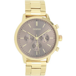 Oozoo Timepieces Ανδρικό Ρολόι Χρονογράφος με Χρυσό Μεταλλικό Μπρασελέ C11713