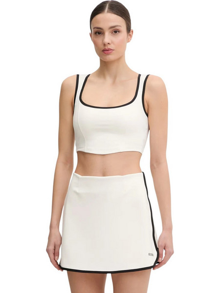 Guess Sarah Γυναικείο Καλοκαιρινό Crop Top Λευκό V6GP09K2999-G018