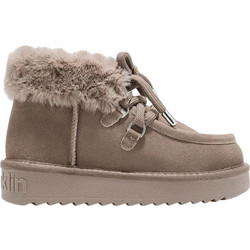 D.Franklin Γυναικεία Μποτάκια Suede Μπεζ με Γούνα DFSH375006