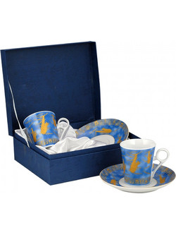 WM Collection Σετ Φλιτζάνια Lungo & Ελληνικού Καφέ Πορσελάνης Γαλάζια Πορτοκαλί 150ml 2τμχ Ν947/2Μ