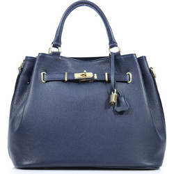 Passaggio Leather Γυναικεία Τσάντα Χειρός Δερμάτινη Navy Μπλε 5551-KR-02