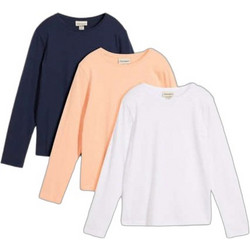 Bonprix Σετ Παιδικά T-Shirt Μακρυμάνικα Navy Μπλε Σομόν Λευκό 942299
