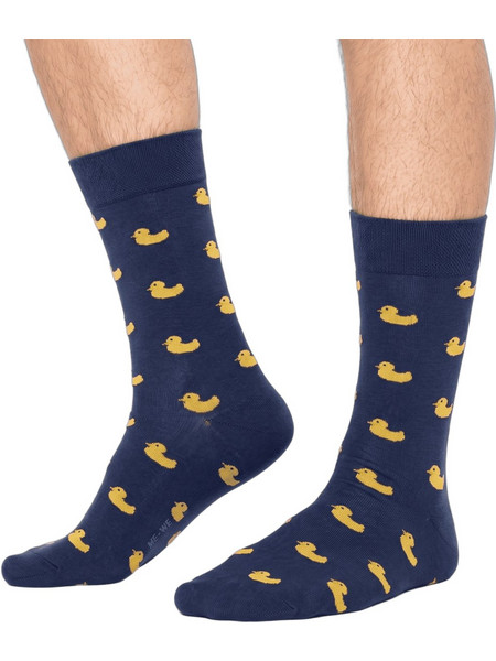 MeWe Ducks Bamboo Ανδρικές Κάλτσες Ψηλές με Σχέδια Navy Μπλε 2-1700-4