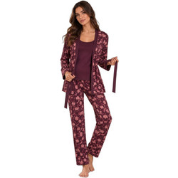 Gsecret Γυναικεία Πιτζάμα Floral 3pack Μπορντώ F18180-39661