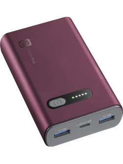 Cellular Line Fast Power Bank 10000mAh 20W με 2 Θύρες USB-A & Θύρα USB-C Power Delivery Red