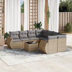 vidaXL Σετ Σαλόνι Κήπου Rattan 9τμχ Ανθρακί Εκρού 3221158