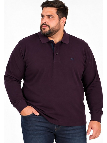 Double Ανδρική Μπλούζα Polo Μακρυμάνικη Μπορντό PS-3097A