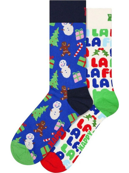 Happy Socks Holiday Cookies Χριστουγεννιάτικες Ανδρικές Κάλτσες Ψηλές Πολύχρωμες 2Pack P006078