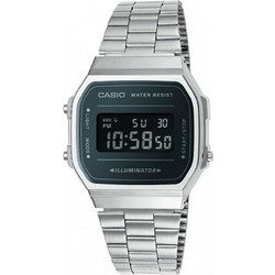 Casio Vintage Ψηφιακό Ανδρικό Ρολόι Χρονογράφος με Ασημί Μεταλλικό Μπρασελέ A-168WEM-1EF