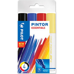 PILOT ΜΑΡΚΑΔΟΡΟΣ PAINT PINTOR MEDIUM ESSENTIAL B/L/R/Y ΣΕΤ 4Τ. SW-PTM-ES4