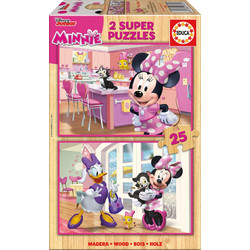 Παιδικό Puzzle Educa Ξύλινο Minnie Happy Helpers 2x25 Κομμάτια