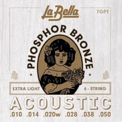 La Bella 7GPT Σετ 6 Χορδές Ακουστικής Κιθάρας Phosphor Bronze 10-50" Extra Light Tension