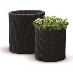 Γλάστρες Style Rattan Κυλινδρικές Set 2τμχ. - Keter