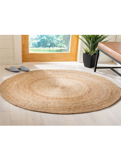 Γαρύφαλλο Έθνικ Χαλί Στρογγυλό Γιούτα 100cm White Natural