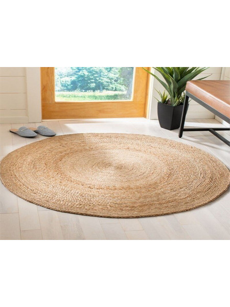 Γαρύφαλλο Έθνικ Χαλί Στρογγυλό Γιούτα 100cm White Natural