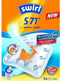 Swirl S71 Σακούλες Σκούπας 4τμχ Συμβατές με Σκούπα Bosch / Siemens