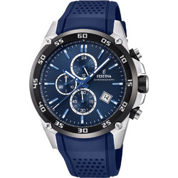 Festina Originals Ανδρικό Ρολόι Χρονογράφος με Μπλε Καουτσούκ Λουράκι F20330/2
