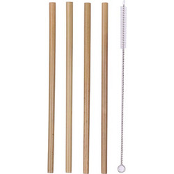 Σετ 4τμχ Καλαμάκια Bamboo Ίσια 20εκ. Με Βουρτσάκι Καθαρισμού Veltihome 31400 - VELTIHOME - 31400