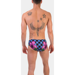 80S Flower Swim Brief - Black/White