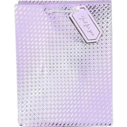 Τσάντα Δώρου Medium 24x10x32 Ανάγλυφη Ασημένια (MKW437241)