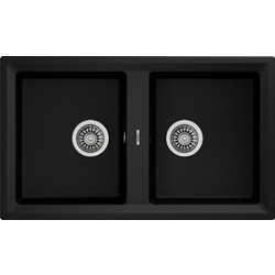 Teka Stone 90 C-TG 2E Ένθετος Νεροχύτης Γρανίτη Metallic Black 86x51cm