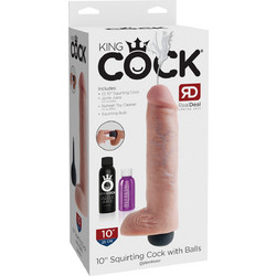Pipedream King Cock 10" Ρεαλιστικό Dildo με Βεντούζα Όρχεις & Δυνατότητα Εκσπερμάτωσης 25cm Flesh