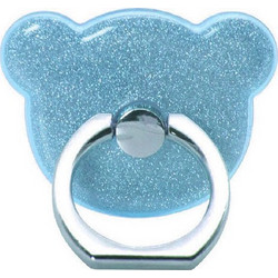 Teddy Bear Ring Stand Holder 360 Degree Rotation with Glitter - Blue