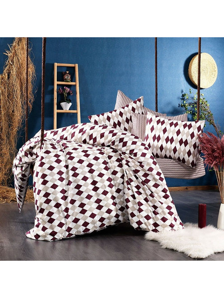 Dimcol Σετ Σεντόνια Υπέρδιπλα Φανελένια 220x240cm Diamond 326 Burgundy