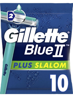 Gillette Blue II Plus Slalom Ξυραφάκι μιας Χρήσης με 2 Λεπίδες & Λιπαντική Ταινία 10τμχ