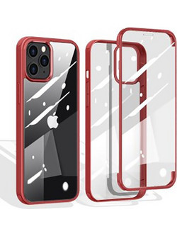 Double Sided Hybrid Θήκη με άθραυστο Tempered Glass + Πλαϊνά TPU Σιλικόνης iPhone 12 mini - Red