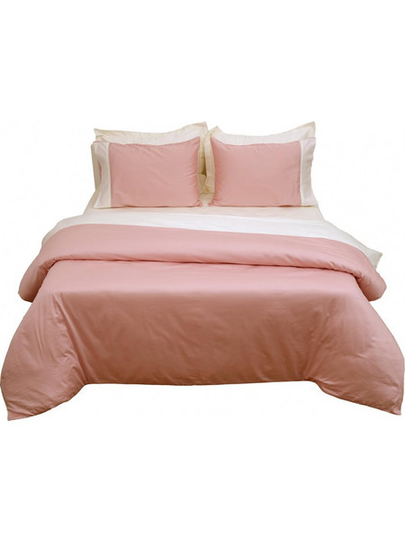 Σετ παπλωματοθήκη Υ/Δ (220Χ240) LUXURY BICOLOUR BLUSH PINK/IVORY, ANNA RISKA