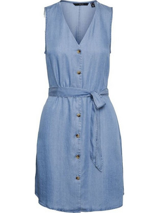 Vero Moda Mini Καλοκαιρινό Καθημερινό Φόρεμα Τζιν Γαλάζιο 10247808