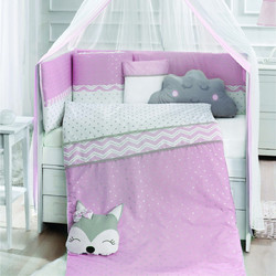 Abo Fox Σετ Κούνιας 70x140cm Pink 9τμχ