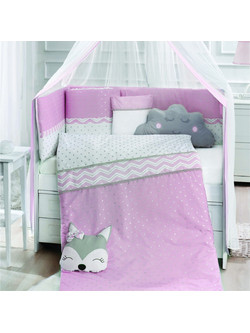 Abo Fox Σετ Κούνιας 70x140cm Pink 9τμχ