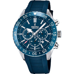 Festina Ανδρικό Ρολόι Χρονογράφος με Μπλε Καουτσούκ Λουράκι F20515/1