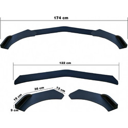 Simoni Racing ΔΙΑΚΟΣΜΗΤΙΚΟ SPOILER ΠΡΟΦΥΛΑΚΤΗΡΑ LIP SPLITTER ΜΑΥΡΟ LOOK 3ΤΕΜ