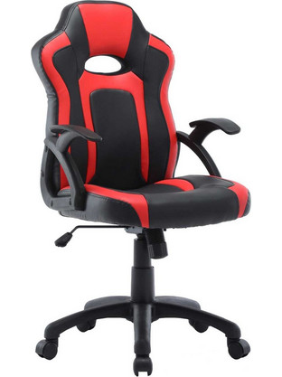 Velco Καρέκλα Gaming Δερματίνης με Ρυθμιζόμενα Μπράτσα Μαύρη Κόκκινη 66-35686