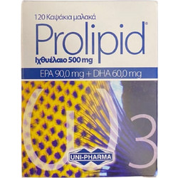 Uni-Pharma Prolipid Ιχθυέλαιο 500mg 120 Μαλακές Κάψουλες